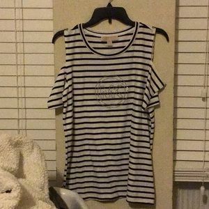 KORS cold shoulder striped top NWOT